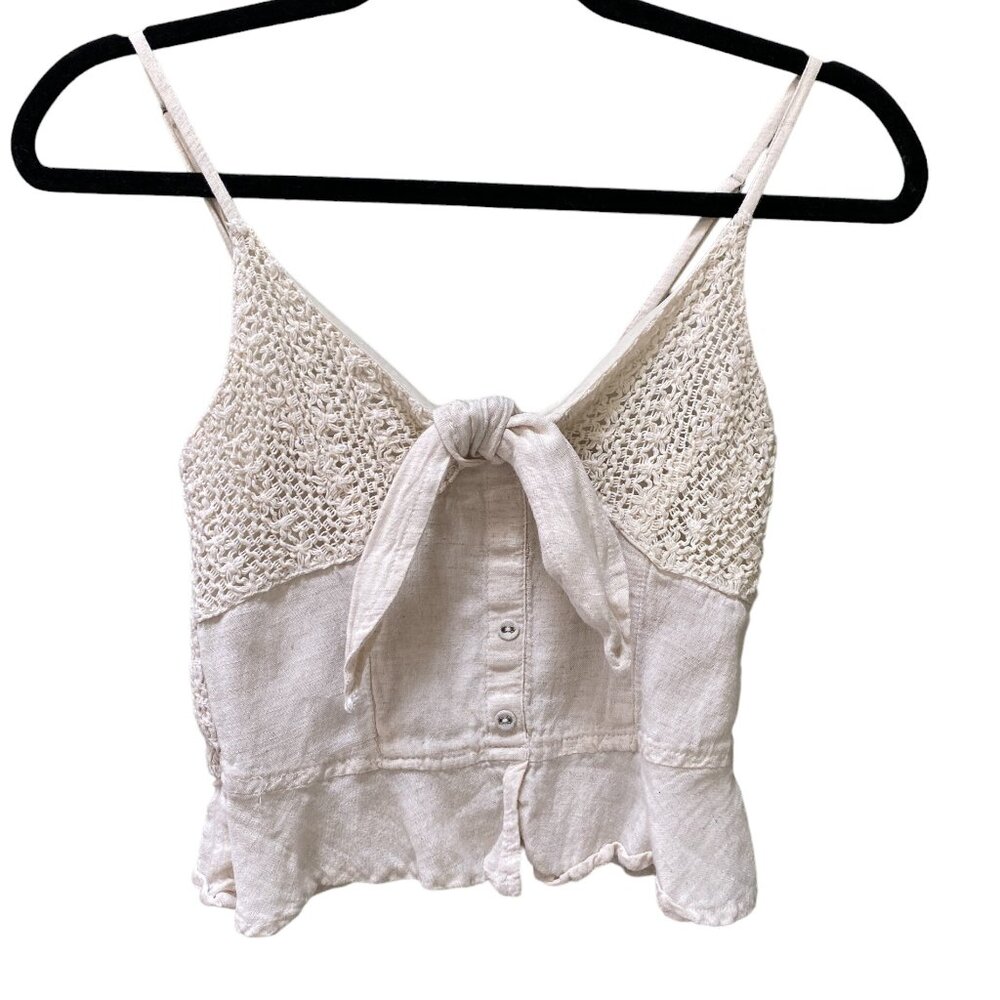 Japna Crochet Linen Halter Top Lace Cottagecore Fairy Boho Festival Coachella-S